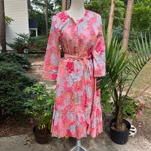 Talbots NWT Belted Shirtdress, Clustered Garden, MIDI, Size 10, Pink Floral